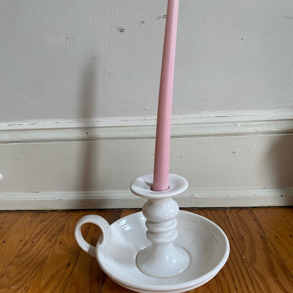 Elegant White Ceramic Haeger Candle Holder
